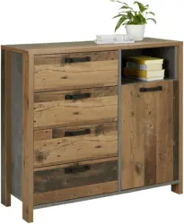 Kommode in Eichefarben/Anthrazit