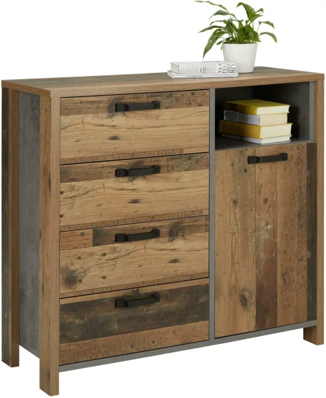 Kommode in Eichefarben/Anthrazit