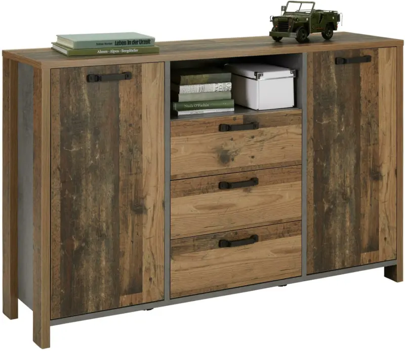 Kommode in Eichefarben/Anthrazit