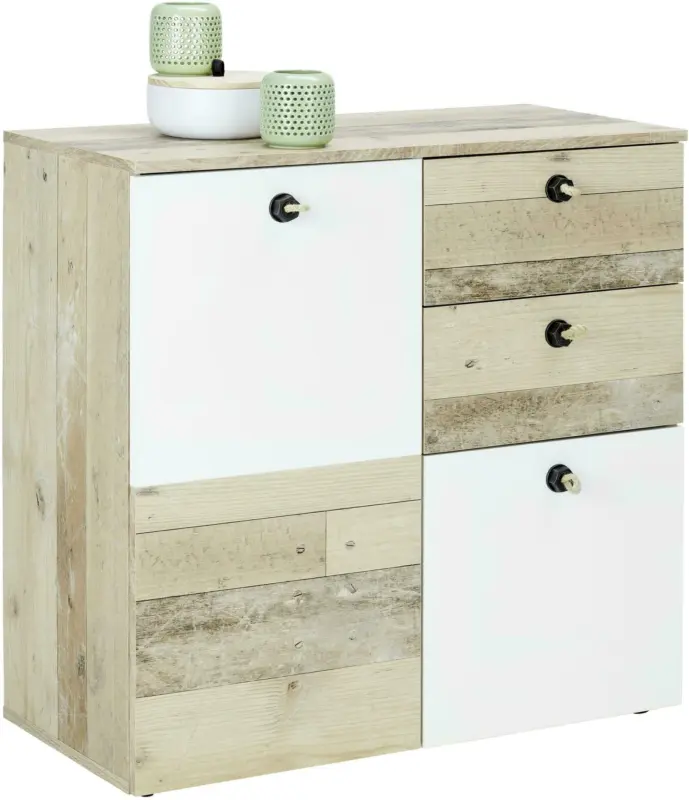 Kommode in Braun/Weiß