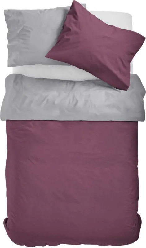 Bettwäsche Catarina in Grau/Bordeaux ca. 140x200cm