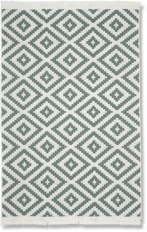 Handwebteppich Inaya in Grün/Weiß ca. 80x150cm
