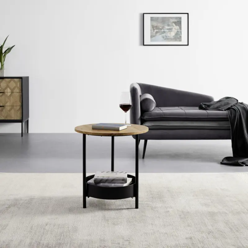 Couchtisch 'Ketty', Ø ca. 51 cm, natur/schwarz