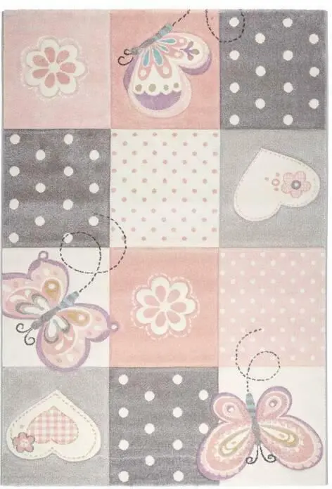 Kinderteppich Butterfly 2 in Rosa ca. 160x230cm