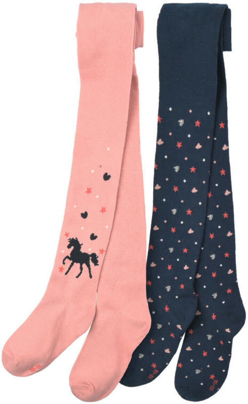 2 Mädchen Strumpfhosen mit Pferde-Motiv