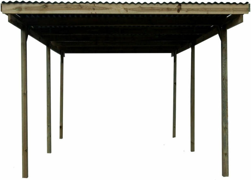 Flachdach-Einzelcarport Holz 300 cm x 495 cm