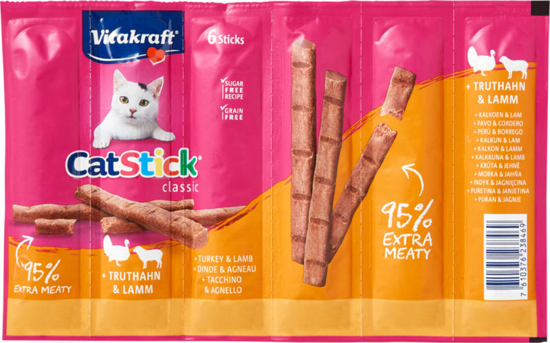 Vitakraft Cat-Stick, Truthahn + Lamm, 6 Stück