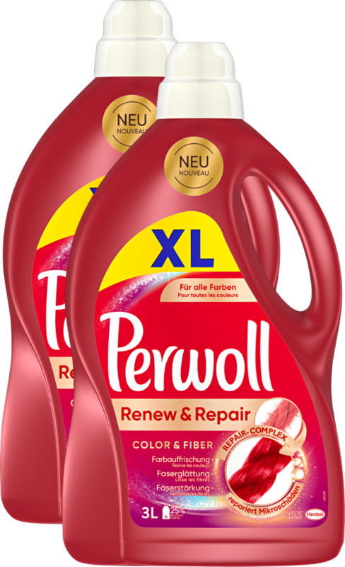 Perwoll Feinwaschmittel Color & Fiber, 2 x 50 Waschgänge, 2 x 3 Liter