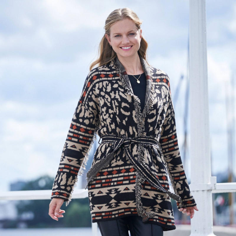 Damen-Strickjacke mit Jaquardmuster