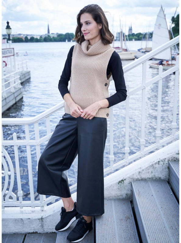Damen-Lederimitat-Culotte mit Eingriffstaschen