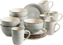 Frühstücksset Lumaca aus Steingut, 18-teilig