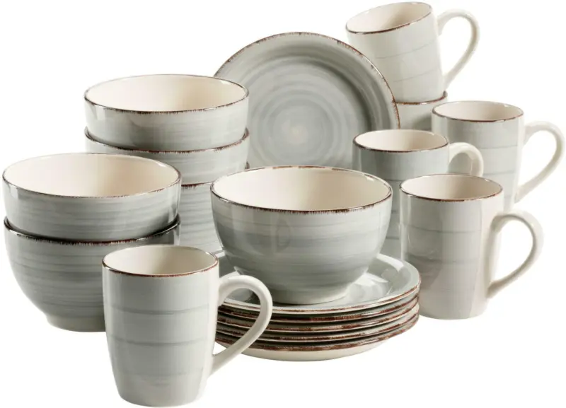 Frühstücksset Lumaca aus Steingut, 18-teilig