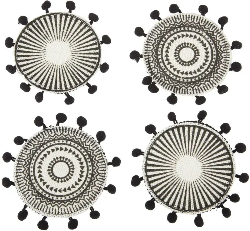 Untersetzer Aztec in Schwarz/Wei&szlig;, 4 Stk.