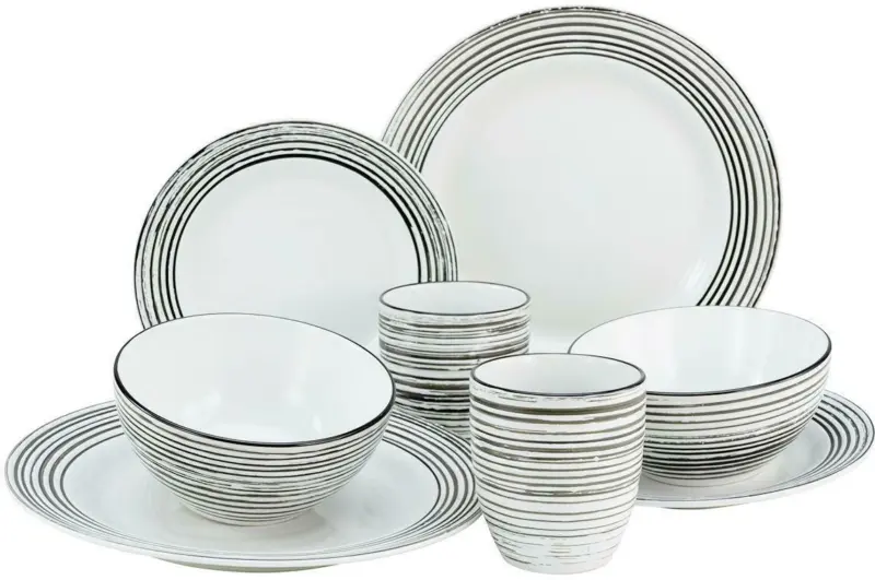 Kombiservice La Gomera Blanca aus Steinzeug, 16-teilig