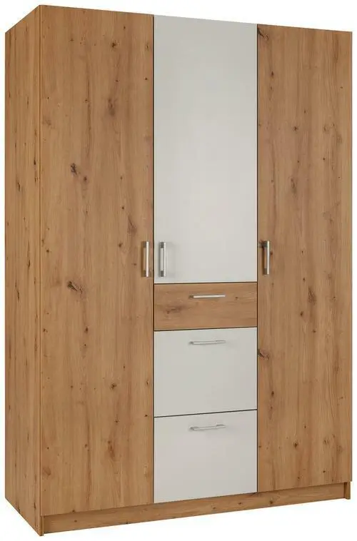 Drehtürenschrank in Weiß/Eichefarben