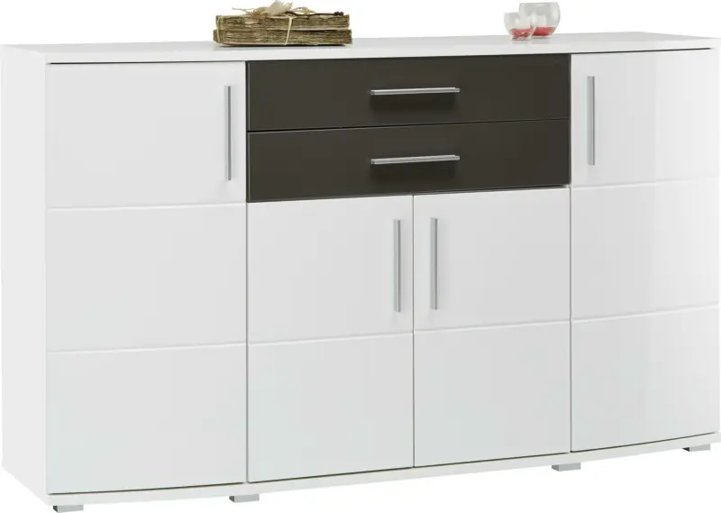 Sideboard in Weiß/Grau Hochglanz