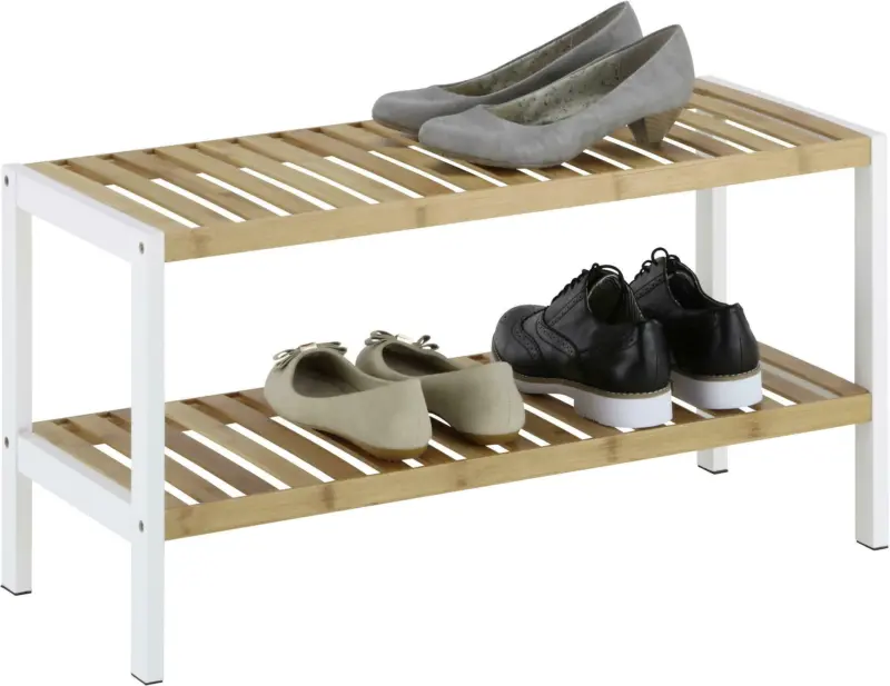 Schuhregal in Weiß/Naturfarben