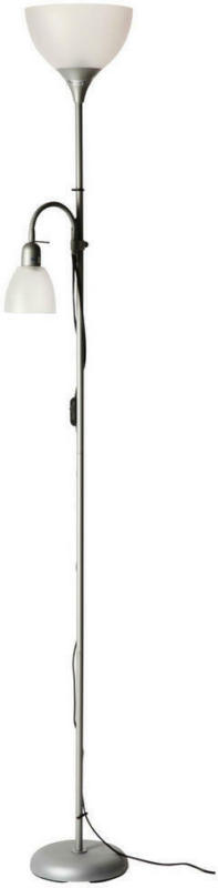 Sensation Deckenfluter Silber Weiß Metall Kunststoff H: Ca. 180 Cm E27 2 Brennstellen