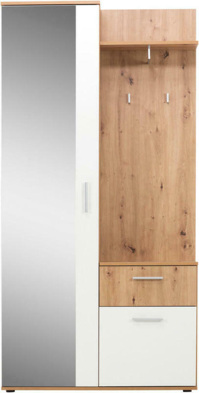 Kompaktgarderobe Jacky 40 Eiche Artisan Nachbildung Weiß B/h/t: Ca. 100x15x30 Cm