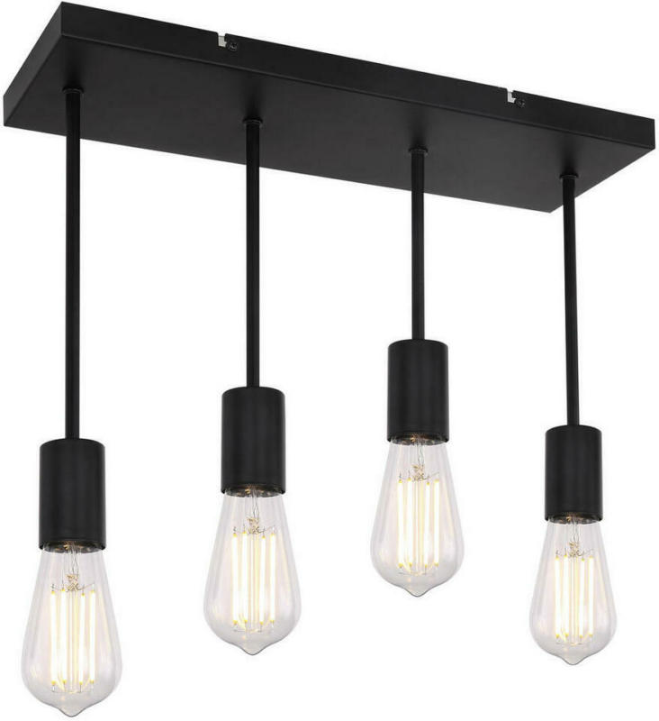 Globo Deckenleuchte 54008-4d Schwarz Metall B/h/l: Ca. 15x34x45 Cm E27 4 Brennstellen