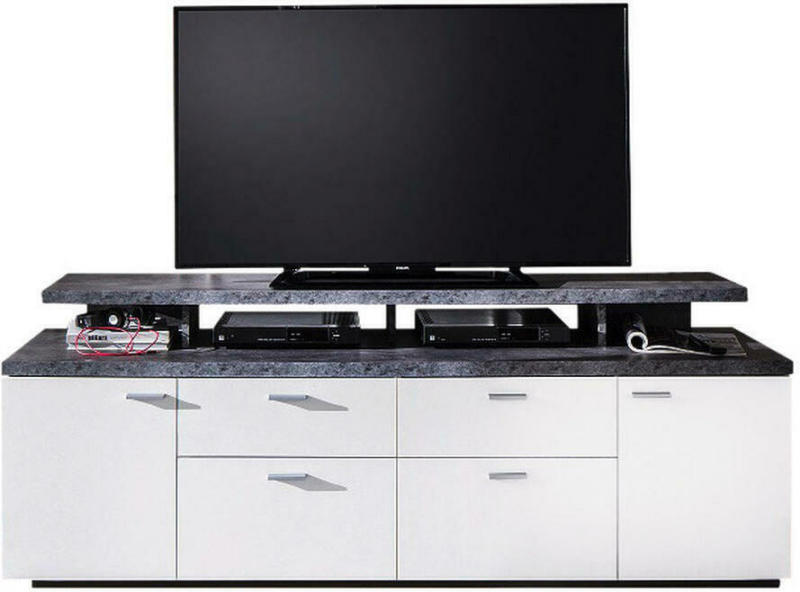 Tv-lowboard Mood Weiß Beton Dunkel Optik B/h/t: Ca. 180x65x44 Cm