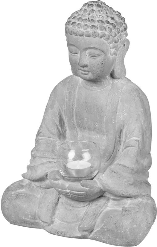 Buddha-Kerzenhalter mit Glas, ca. 25x15x35cm