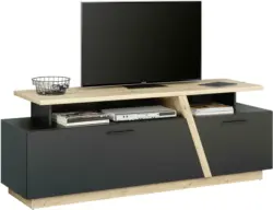 TV-Element in Schwarz/Eiche