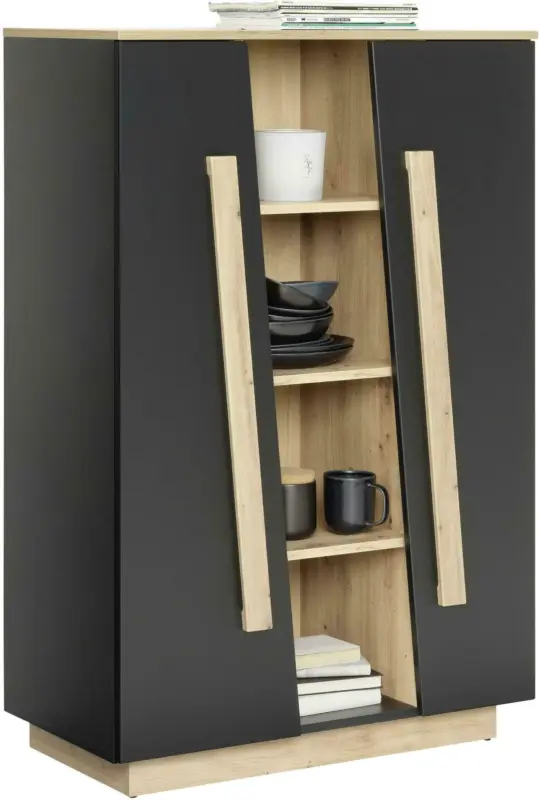 Highboard in Schwarz/Eiche