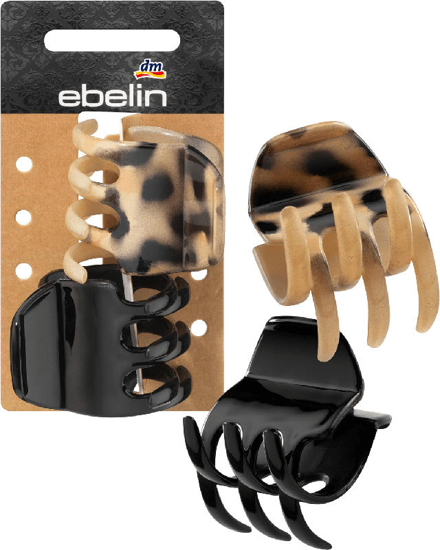 ebelin Haarspangen-Set Leo-Design / Glossy-Schwarz