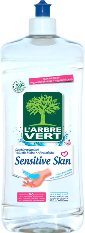 Detersivo liquido L’arbre vert pelle sensibile, 108 cicli di lavaggio, 4,9 litri