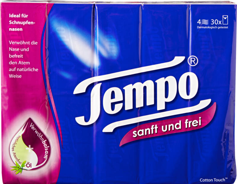 Tempo Taschentücher, Sanft und Frei, 30 x 9 Stück