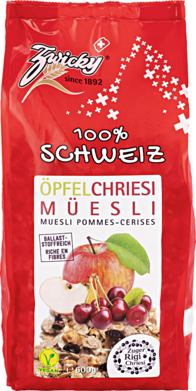 Muesli Mela & Ciliegia Zwicky, 100% Svizzera, 600 g
