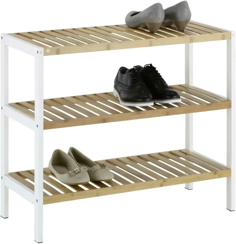 Schuhregal in Weiß/Naturfarben