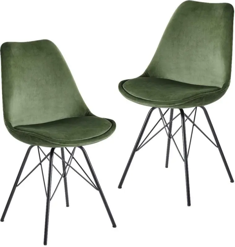 Esszimmerstuhl 'WL6.178' , 2 - er Set , samtgrün