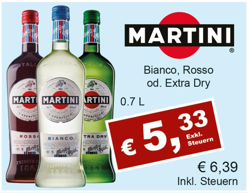 Martini Rosso, Bianco oder Extra Dry