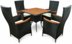 HELLWEG Baumarkt Gartenmöbel Set „Valencia“, 5-teilig, Polyrattan, schwarz Hochlehner | schwarz | 1 Tisch 4 Stühle 4 Auflagen