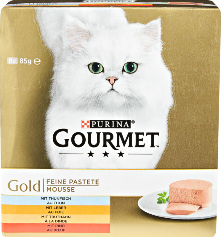 Alimento per gatti Gourmet Gold, Paté, assortito, 8 scatole da 85 g