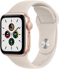APPLE Watch SE (GPS + Cellular) 40 mm - Smartwatch (Regular 130-200 mm, Fluorelastomer, Gold/Polarstern)
