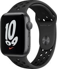 APPLE Watch Nike SE (GPS) 44 mm - Smartwatch (Taille unique 140-210 mm, Fluorélastomère, Gris sidéral / anthracite / noir)