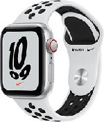 MediaMarkt APPLE Watch Nike SE (GPS + Cellular) 40 mm - Smartwatch (Taglia unica 130-200 mm, Fluoroelastomero, Argento/Platino puro/Nero)