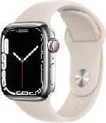 MediaMarkt APPLE Watch Series 7 (GPS + Cellular) 41 mm - Smartwatch (Regular 130-200 mm, Fluoroelastomero, Argento/Galassia)