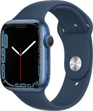 APPLE Watch Series 7 (GPS) 45 mm - Smartwatch (Regular 140-210 mm, Hochleistungs-Fluorelastomer, Blau/Abyssblau)