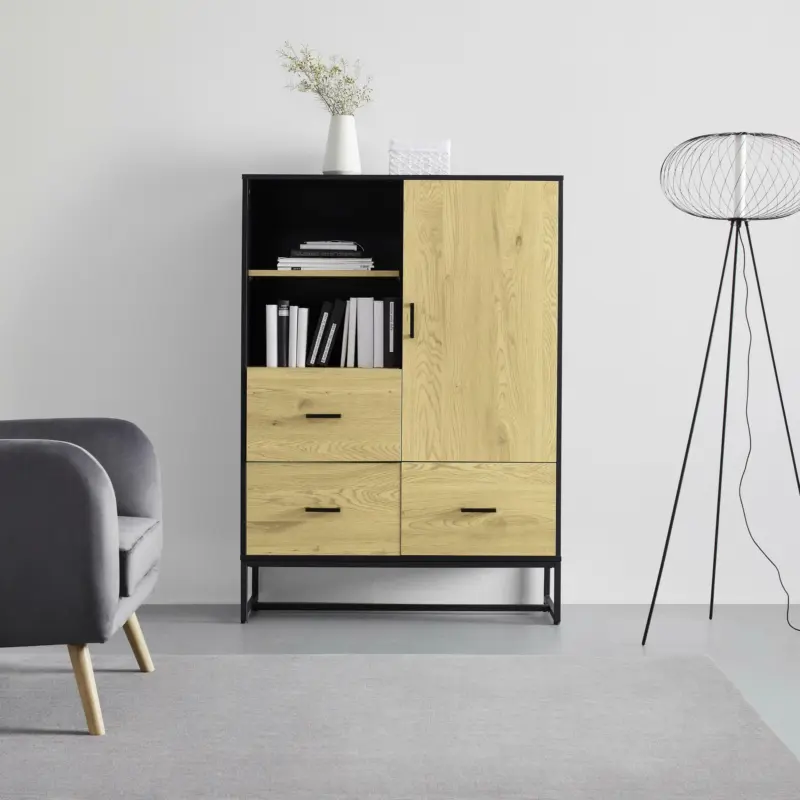 HIGHBOARD 'Giorgia', Eichefarben/Schwarz