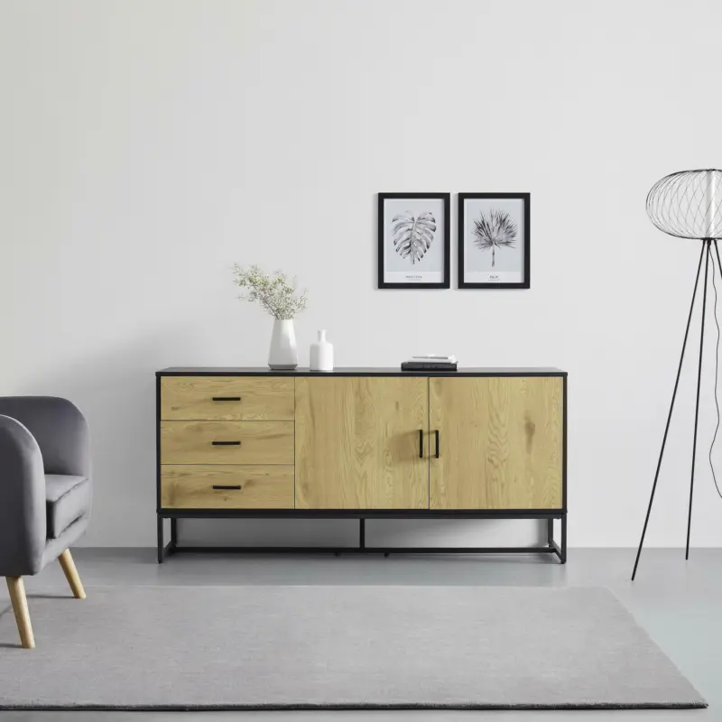 SIDEBOARD 'Giorgia', Eichefarben/Schwarz