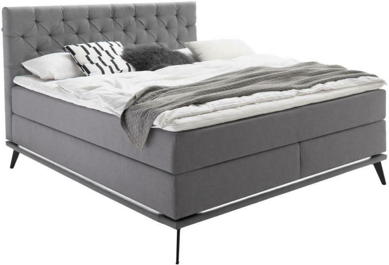 Boxspringbett 160/200 cm in Hellgrau