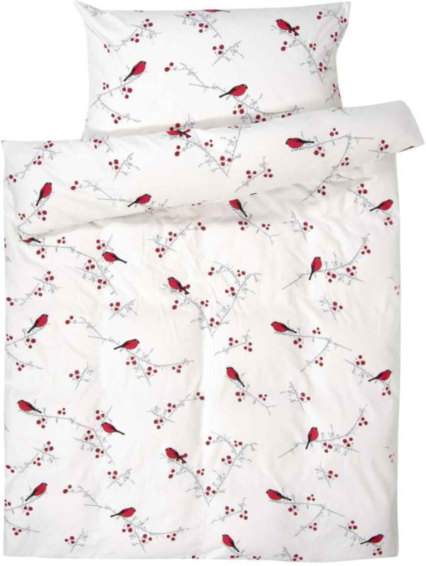Bettwäsche mit rotem Vogel - (Preis für kleinste Grösse)