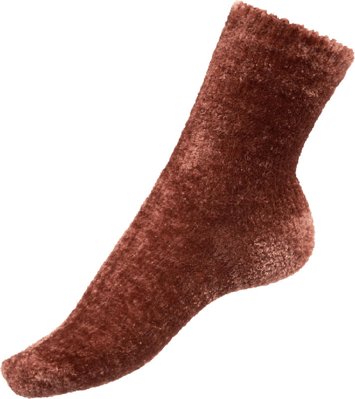 Fascino Kuschel-Socken mit Chenille-Garn, Gr. 35-38, braun