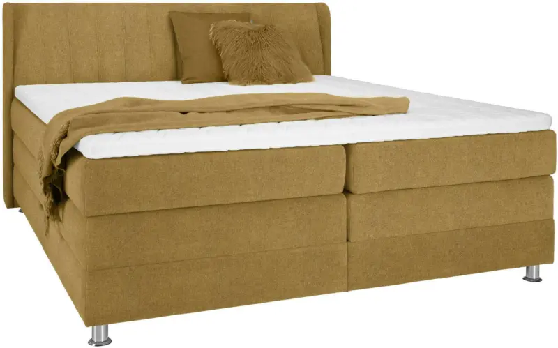 Boxspringbett in Dunkelgelb ca. 180x200cm