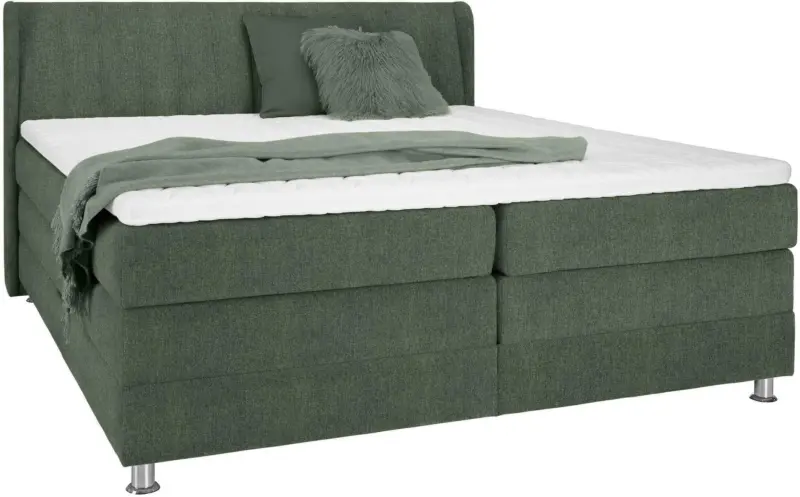 Boxspringbett in Dunkelgrün ca. 160x200cm