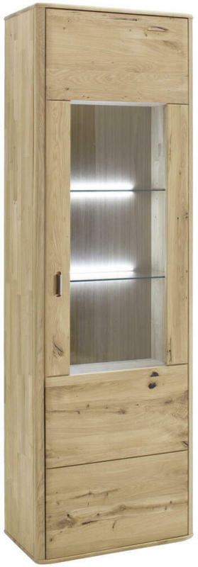 Vitrine ohne Beleuchtung, in massiv Balkeneiche Eichefarben